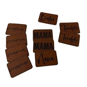 3x2 Faux Leather Brown Iron-On Patch For Hats & Clothes Lot of 10 - Mama Nana